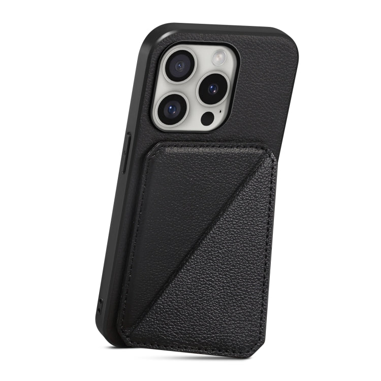 For iPhone 16 Pro Max D04 Calf Texture Dual Card Slot Holder Phone Case(Black) - iPhone 16 Pro Max Cases by PMC Jewellery | Online Shopping South Africa | PMC Jewellery | Buy Now Pay Later Mobicred