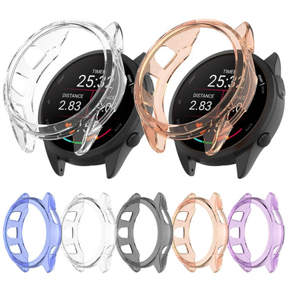 For Garmin Forerunner 165 / 165 Music Half Pack Hollow TPU Watch Protective Case(Transparent Pink) - Watch Cases by PMC Jewellery | Online Shopping South Africa | PMC Jewellery