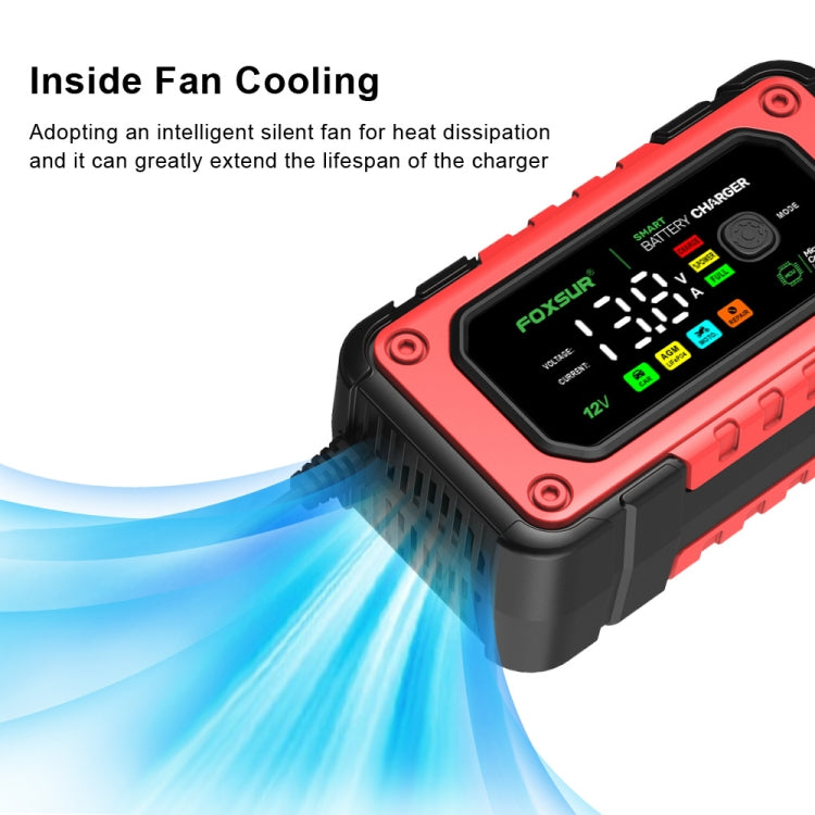 FOXSUR 7A 12V Car / Motorcycle Smart Battery Charger, Plug Type:UK Plug(Red) - free shipping - PMC TechLife - Order now!