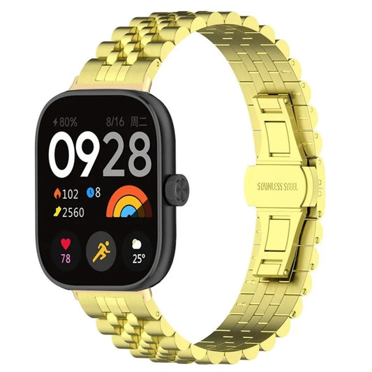 For Xiaomi Mi Band 8 Pro Five-bead Butterfly Buckle Metal Watch Band(Gold) - Watch Bands by PMC Jewellery | Online Shopping South Africa | PMC Jewellery