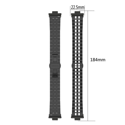 For Xiaomi Mi Band 8 Pro Five-bead Butterfly Buckle Metal Watch Band(Silver Black A) - Watch Bands by PMC Jewellery | Online Shopping South Africa | PMC Jewellery