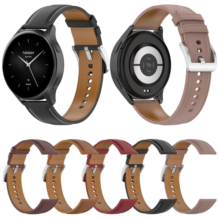 For Xiaomi Watch 2 22mm Genuine Leather Watch Band(Black) - Watch Bands by PMC TechLife | Online Shopping South Africa | PMC TechLife