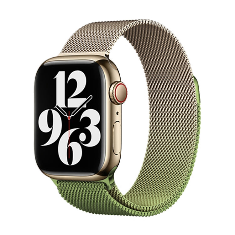 For Apple Watch Ultra 2 49mm Milan Gradient Loop Magnetic Buckle Watch Band(Gold Green) - Watch Bands by PMC Jewellery | Online Shopping South Africa | PMC Jewellery