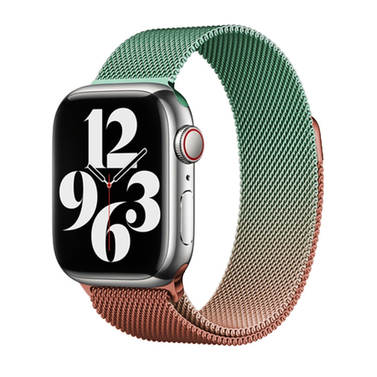 For Apple Watch Series 8 45mm Milan Gradient Loop Magnetic Buckle Watch Band(Orange Green) - Watch Bands by PMC Jewellery | Online Shopping South Africa | PMC Jewellery