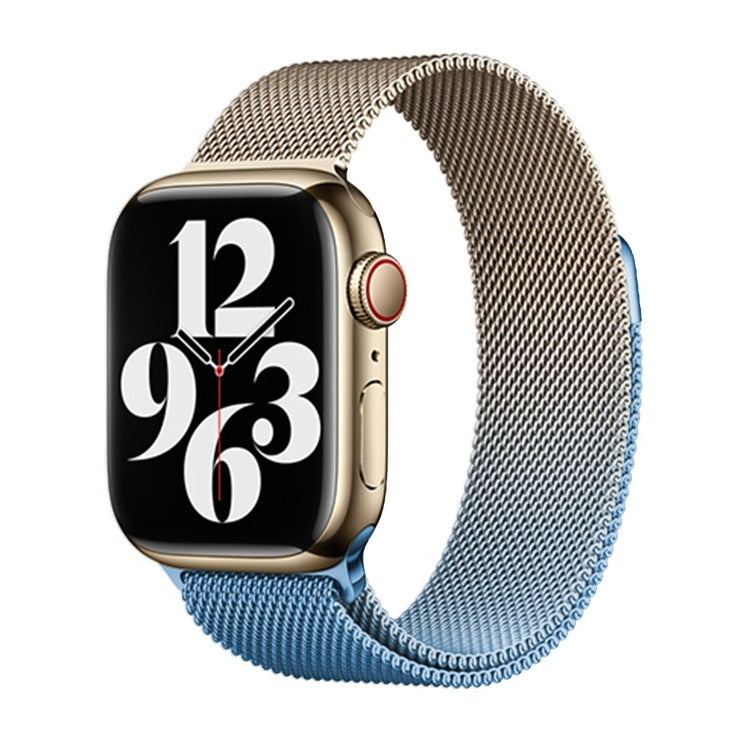 For Apple Watch Series 3 38mm Milan Gradient Loop Magnetic Buckle Watch Band(Gold Blue) - Watch Bands by PMC Jewellery | Online Shopping South Africa | PMC Jewellery