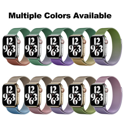 For Apple Watch Series 7 45mm Milan Gradient Loop Magnetic Buckle Watch Band(Gold Violet) - Watch Bands by PMC Jewellery | Online Shopping South Africa | PMC Jewellery