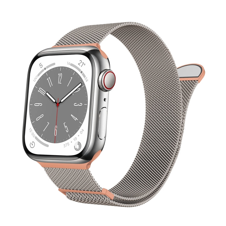 For Apple Watch SE 2023 40mm Two Color Milanese Loop Magnetic Watch Band(Starlight Orange) - Watch Bands by PMC Jewellery | Online Shopping South Africa | PMC Jewellery