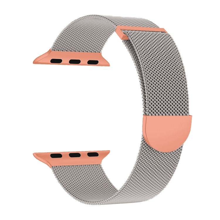 For Apple Watch Series 8 45mm Two Color Milanese Loop Magnetic Watch Band(Starlight Orange) - Watch Bands by PMC Jewellery | Online Shopping South Africa | PMC Jewellery