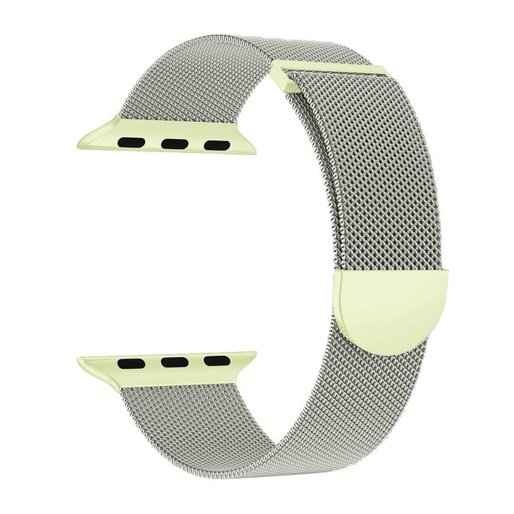 For Apple Watch SE 2022 40mm Two Color Milanese Loop Magnetic Watch Band(Starlight Green) - Watch Bands by PMC Jewellery | Online Shopping South Africa | PMC Jewellery