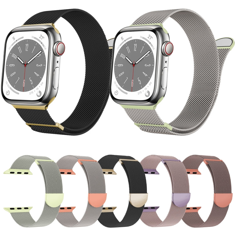 For Apple Watch SE 44mm Two Color Milanese Loop Magnetic Watch Band(Black Gold) - Watch Bands by PMC Jewellery | Online Shopping South Africa | PMC Jewellery