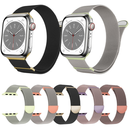 For Apple Watch Series 4 44mm Two Color Milanese Loop Magnetic Watch Band(Black Gold) - Watch Bands by PMC Jewellery | Online Shopping South Africa | PMC Jewellery