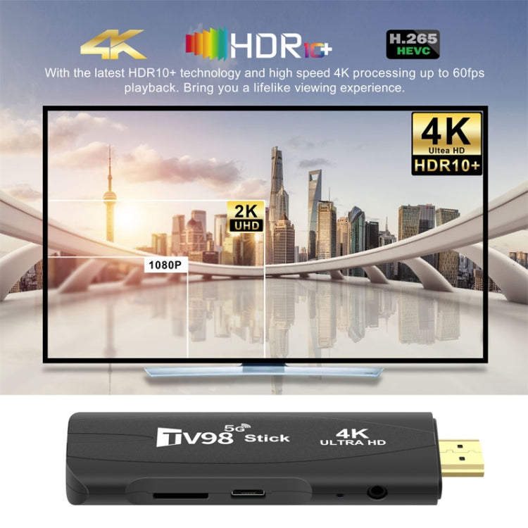 TV98 Rockchip 3228A Quad Core 4K HD Bluetooth Android TV Stick, RAM:4GB+32GB(EU Plug) - Android TV Sticks by PMC Jewellery | Online Shopping South Africa | PMC Jewellery | Buy Now Pay Later Mobicred