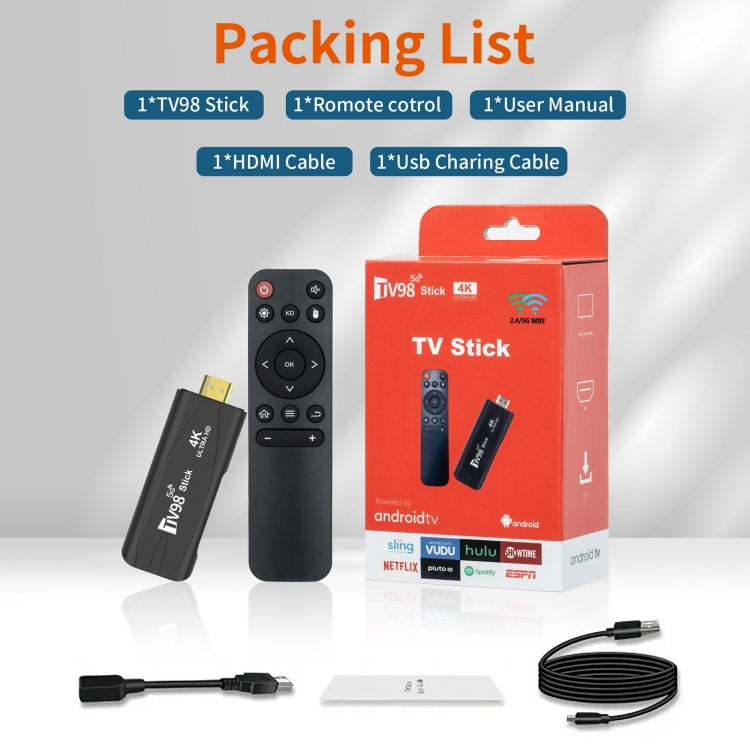 TV98 Rockchip 3228A Quad Core 4K HD Bluetooth Android TV Stick, RAM:4GB+32GB(UK Plug) - Android TV Sticks by PMC Jewellery | Online Shopping South Africa | PMC Jewellery | Buy Now Pay Later Mobicred