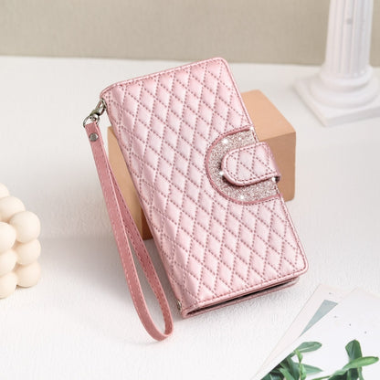 For Google Pixel 7 5G Glitter Lattice Zipper Wallet Leather Phone Case(Rose Gold) - Google Cases by PMC Jewellery | Online Shopping South Africa | PMC Jewellery | Buy Now Pay Later Mobicred