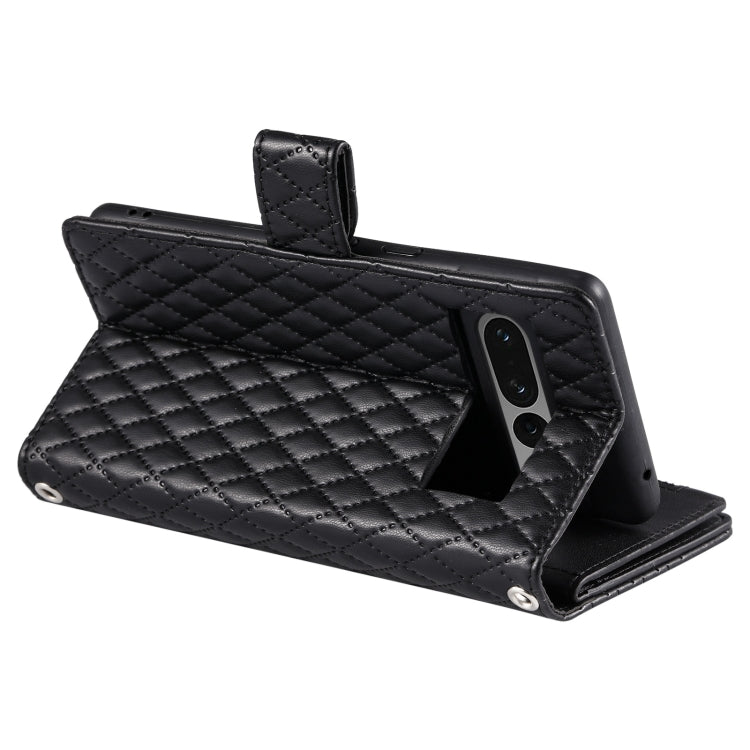 For Google Pixel 7 Pro 5G Glitter Lattice Zipper Wallet Leather Phone Case(Black) - Google Cases by PMC TechLife | Online Shopping South Africa | PMC TechLife | Buy Now Pay Later Mobicred