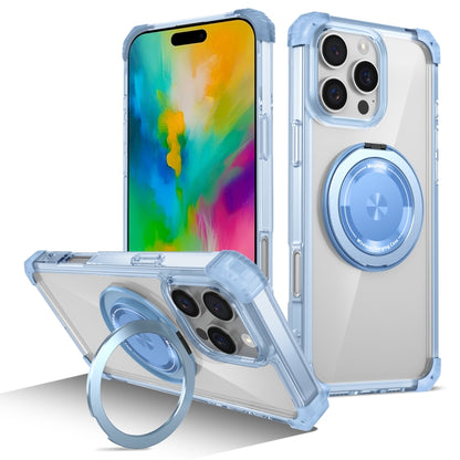 For iPhone 16 Pro Gold Shield CD Pattern MagSafe Magnetic Phone Case with Rotating Stand(Transparent Blue) - iPhone 16 Pro Cases by PMC Jewellery | Online Shopping South Africa | PMC Jewellery | Buy Now Pay Later Mobicred