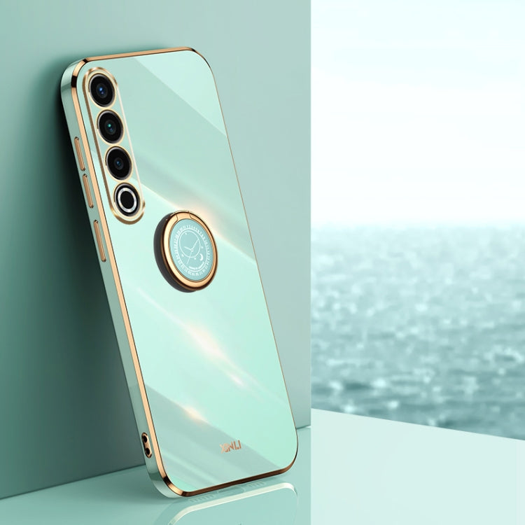 For Meizu 20 Pro 5G XINLI Straight Edge 6D Electroplate TPU Phone Case with Ring Holder(Mint Green) - Meizu by XINLI | Online Shopping South Africa | PMC Jewellery | Buy Now Pay Later Mobicred