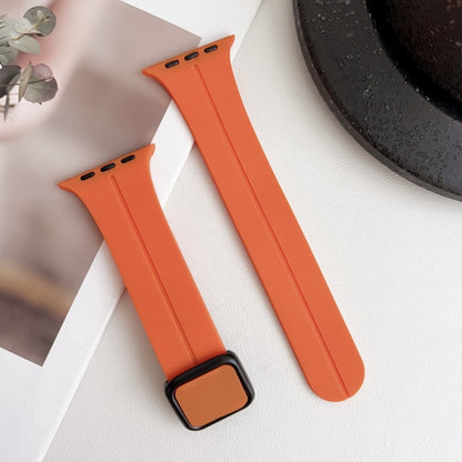 For Apple Watch Ultra 2 49mm Magnetic Square Buckle Silicone Watch Band(Orange) - Watch Bands by PMC Jewellery | Online Shopping South Africa | PMC Jewellery