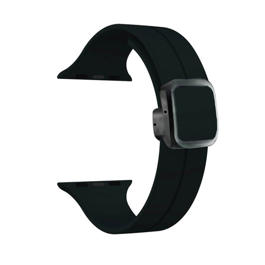 For Apple Watch Ultra 2 49mm Magnetic Square Buckle Silicone Watch Band(Black) - Watch Bands by PMC Jewellery | Online Shopping South Africa | PMC Jewellery