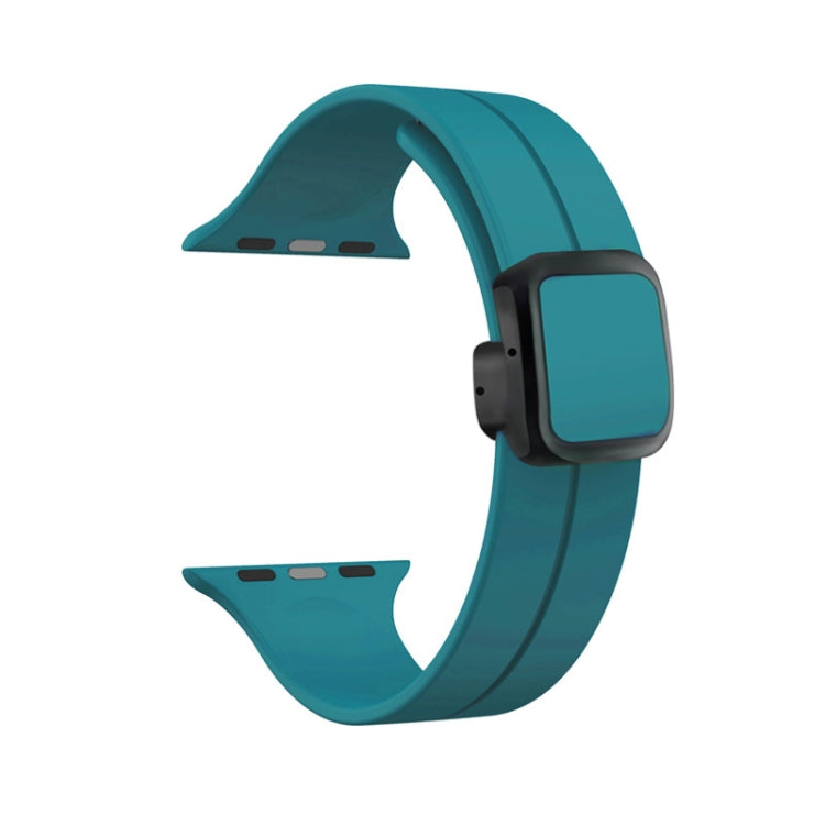 For Apple Watch Ultra 49mm Magnetic Square Buckle Silicone Watch Band(Rock Green) - Watch Bands by PMC Jewellery | Online Shopping South Africa | PMC Jewellery