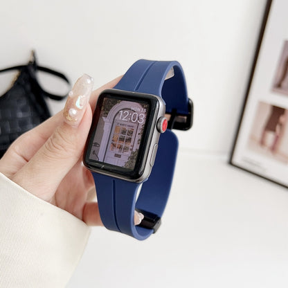 For Apple Watch Series 8 41mm Magnetic Square Buckle Silicone Watch Band(Midnight Blue) - Watch Bands by PMC Jewellery | Online Shopping South Africa | PMC Jewellery