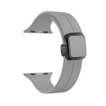 For Apple Watch Series 8 41mm Magnetic Square Buckle Silicone Watch Band(Cloud Gray) - Watch Bands by PMC Jewellery | Online Shopping South Africa | PMC Jewellery