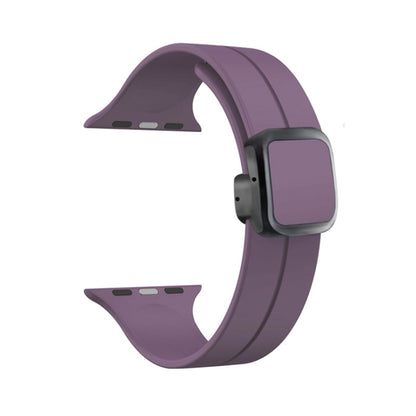 For Apple Watch Series 8 45mm Magnetic Square Buckle Silicone Watch Band(Fruit Purple) - Watch Bands by PMC Jewellery | Online Shopping South Africa | PMC Jewellery