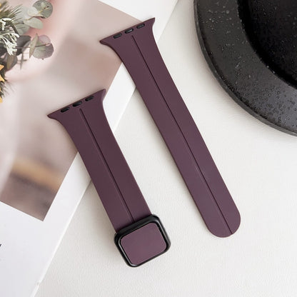 For Apple Watch SE 2022 44mm Magnetic Square Buckle Silicone Watch Band(Fruit Purple) - Watch Bands by PMC Jewellery | Online Shopping South Africa | PMC Jewellery