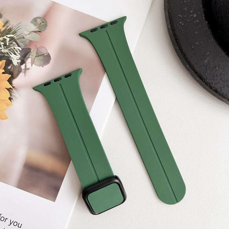 For Apple Watch Series 7 41mm Magnetic Square Buckle Silicone Watch Band(Alfalfa) - Watch Bands by PMC Jewellery | Online Shopping South Africa | PMC Jewellery