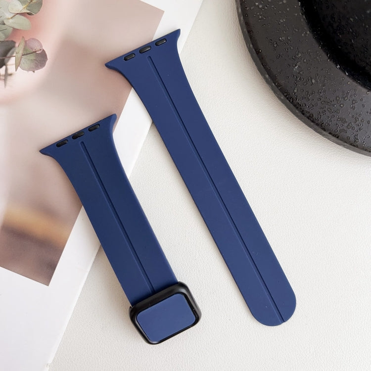 For Apple Watch Series 7 41mm Magnetic Square Buckle Silicone Watch Band(Midnight Blue) - Watch Bands by PMC Jewellery | Online Shopping South Africa | PMC Jewellery