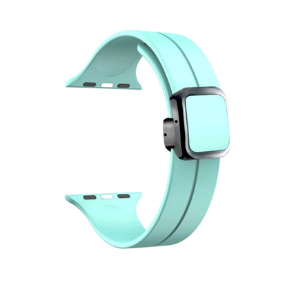 For Apple Watch SE 44mm Magnetic Square Buckle Silicone Watch Band(Sapphire Blue) - Watch Bands by PMC Jewellery | Online Shopping South Africa | PMC Jewellery