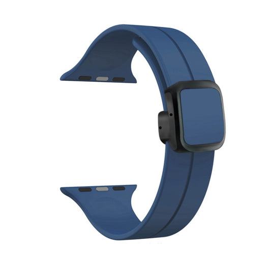 For Apple Watch Series 6 44mm Magnetic Square Buckle Silicone Watch Band(Midnight Blue) - Watch Bands by PMC Jewellery | Online Shopping South Africa | PMC Jewellery