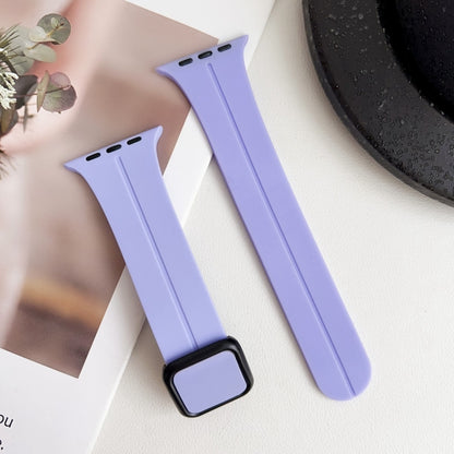 For Apple Watch Series 5 44mm Magnetic Square Buckle Silicone Watch Band(Lilacs Purple) - Watch Bands by PMC Jewellery | Online Shopping South Africa | PMC Jewellery