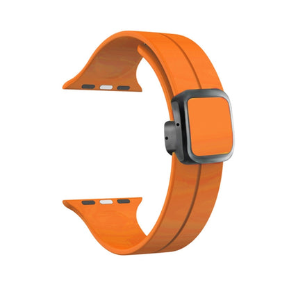 For Apple Watch Series 5 40mm Magnetic Square Buckle Silicone Watch Band(Orange) - Watch Bands by PMC Jewellery | Online Shopping South Africa | PMC Jewellery