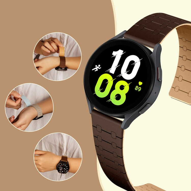 For Samsung Galaxy Watch 6 / 5 / 4 Two Color Loop Magnetic Silicone Watch Band(Khaki+Light Green) - Watch Bands by PMC Jewellery | Online Shopping South Africa | PMC Jewellery