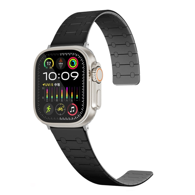 For Apple Watch Series 8 45mm Two Color Loop Magnetic Silicone Watch Band(Black+Grey) - Watch Bands by PMC TechLife | Online Shopping South Africa | PMC TechLife