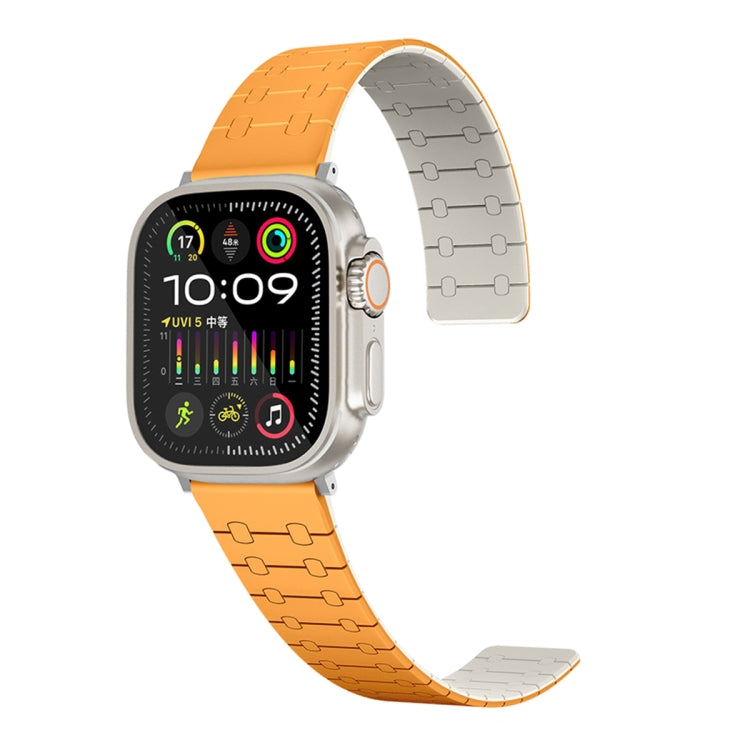 For Apple Watch Series 7 45mm Two Color Loop Magnetic Silicone Watch Band(Orange+Starlight) - Watch Bands by PMC Jewellery | Online Shopping South Africa | PMC Jewellery