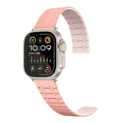 For Apple Watch Series 4 44mm Two Color Loop Magnetic Silicone Watch Band(Peach+Light Pink) - Watch Bands by PMC Jewellery | Online Shopping South Africa | PMC Jewellery