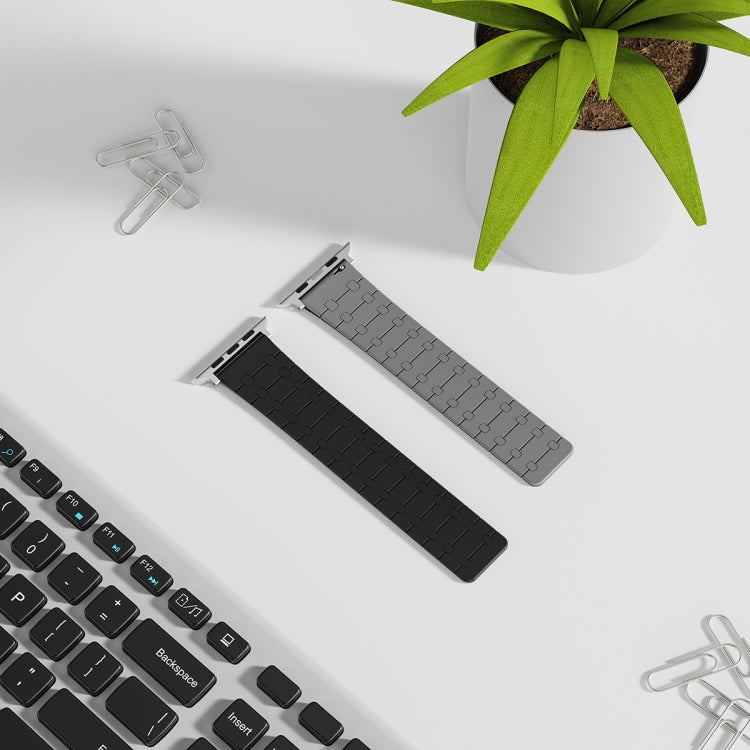 For Apple Watch Series 2 38mm Two Color Loop Magnetic Silicone Watch Band(Black+Grey) - Watch Bands by PMC Jewellery | Online Shopping South Africa | PMC Jewellery