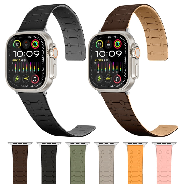 For Apple Watch 38mm Two Color Loop Magnetic Silicone Watch Band(Orange+Starlight) - Watch Bands by PMC Jewellery | Online Shopping South Africa | PMC Jewellery