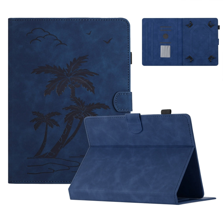 For 10 inch Universal Coconut Tree Embossed Leather Tablet Case(Blue) - 10 - 11 inch by PMC TechLife | Online Shopping South Africa | PMC TechLife | Buy Now Pay Later Mobicred