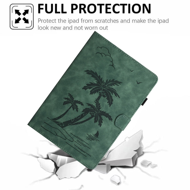 For 10 inch Universal Coconut Tree Embossed Leather Tablet Case(Green) - 10 - 11 inch by PMC TechLife | Online Shopping South Africa | PMC TechLife | Buy Now Pay Later Mobicred