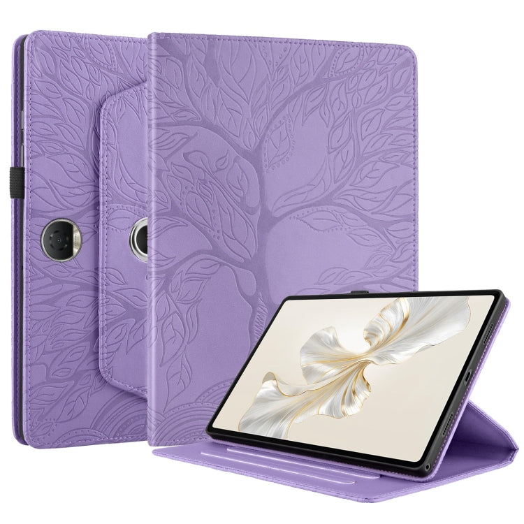 For Honor Pad 9 Tree Life Embossed Rotation Leather Tablet Case(Purple) - Honor by PMC TechLife | Online Shopping South Africa | PMC TechLife | Buy Now Pay Later Mobicred