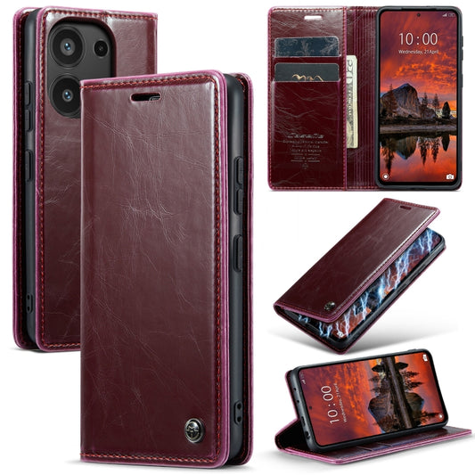 For Xiaomi Redmi Note 13 Pro 4G CaseMe 003 Crazy Horse Texture Flip Leather Phone Case(Mulberry Red) - Xiaomi Cases by CaseMe | Online Shopping South Africa | PMC Jewellery | Buy Now Pay Later Mobicred