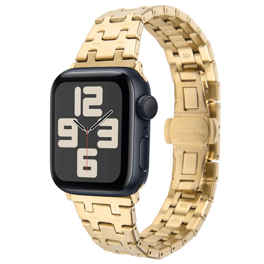 For Apple Watch SE 2023 40mm Double T Stainless Steel Watch Band(Gold) - Watch Bands by PMC Jewellery | Online Shopping South Africa | PMC Jewellery