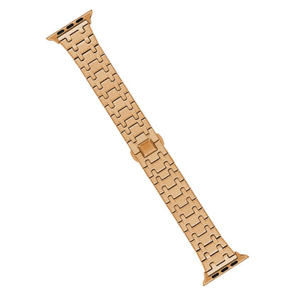 For Apple Watch Series 9 41mm Double T Stainless Steel Watch Band(Rose Gold) - Watch Bands by PMC Jewellery | Online Shopping South Africa | PMC Jewellery