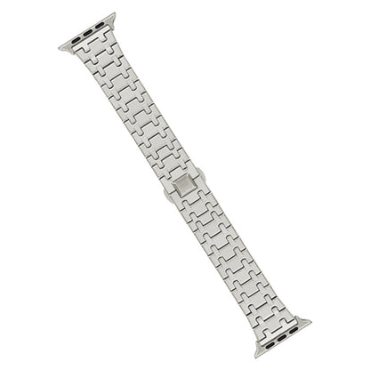 For Apple Watch Series 8 41mm Double T Stainless Steel Watch Band(Starlight) - Watch Bands by PMC Jewellery | Online Shopping South Africa | PMC Jewellery