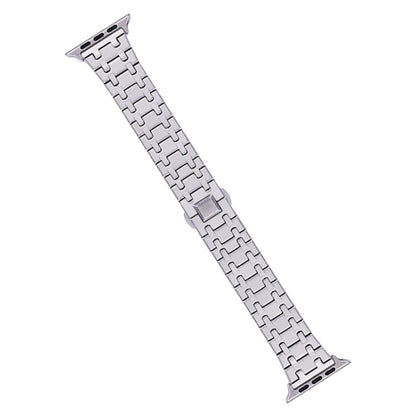 For Apple Watch Series 5 44mm Double T Stainless Steel Watch Band(Silver) - Watch Bands by PMC Jewellery | Online Shopping South Africa | PMC Jewellery