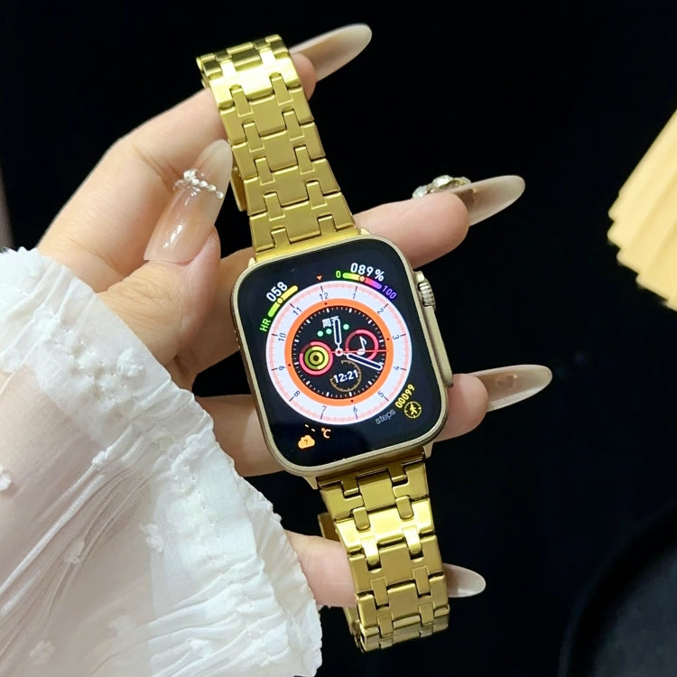 For Apple Watch Series 3 38mm Double T Stainless Steel Watch Band(Gold) - Watch Bands by PMC Jewellery | Online Shopping South Africa | PMC Jewellery