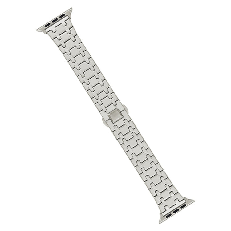 For Apple Watch Series 3 38mm Double T Stainless Steel Watch Band(Starlight) - Watch Bands by PMC Jewellery | Online Shopping South Africa | PMC Jewellery